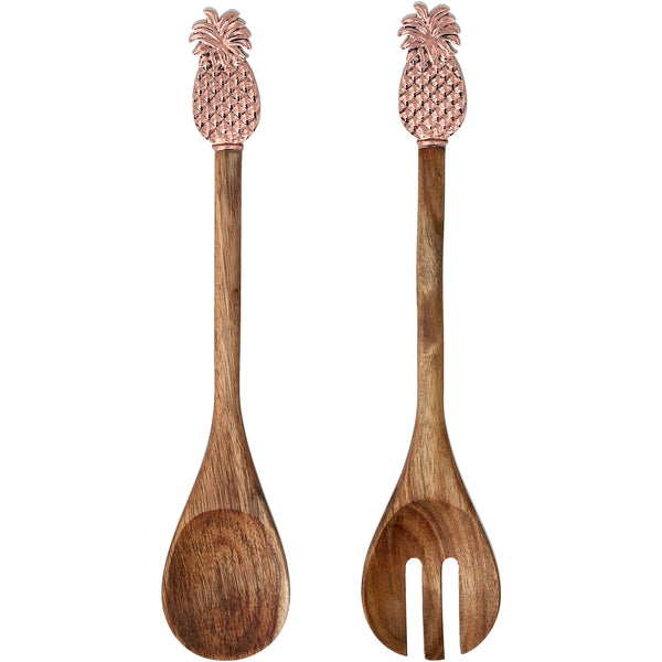 pavilion gift company Pineapple 13" Acacia 2 Piece Utensil Set
