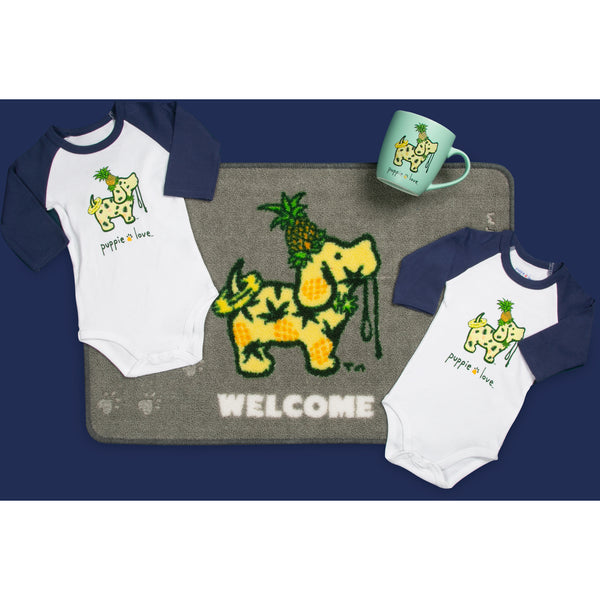 Pavilion Gift Company Pineapple 6-12 Months 3/4 Length Navy Sleeve Onesie