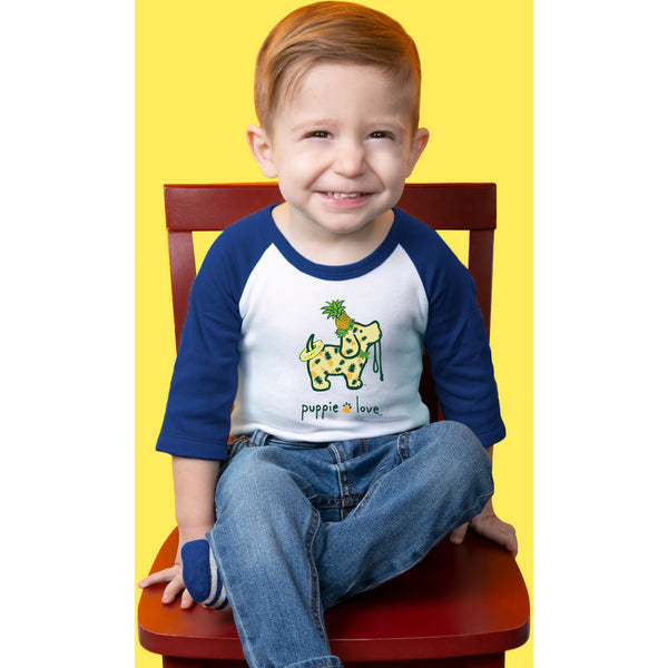 Pavilion Gift Company Pineapple 6-12 Months 3/4 Length Navy Sleeve Onesie