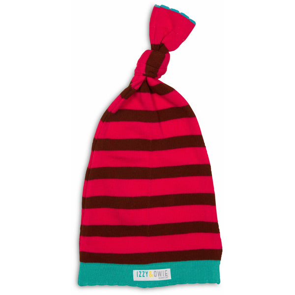 pavilion gift company Pink and Brown Stripe 0-12 Month Baby Hat