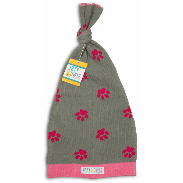 Pavilion Gift Company Pink And Gray Paws 0-12 Month Baby Hat