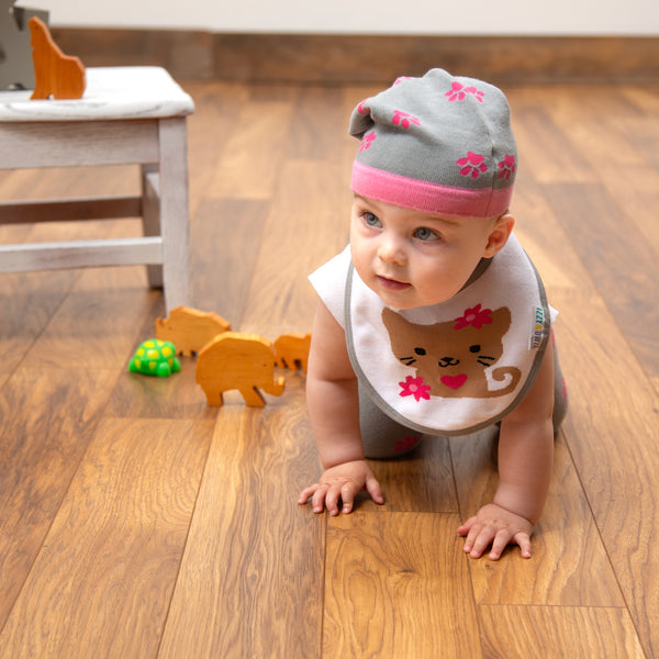 Pavilion Gift Company Pink And Gray Paws 0-12 Month Baby Hat