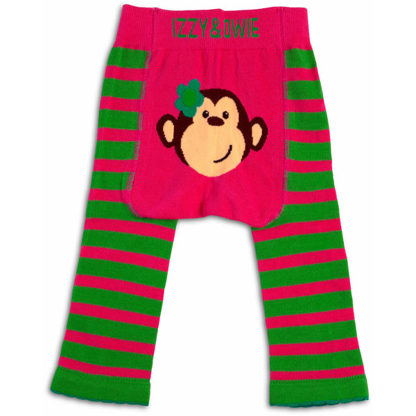 pavilion gift company Pink and Green Monkey 12-24 Month Baby Leggings