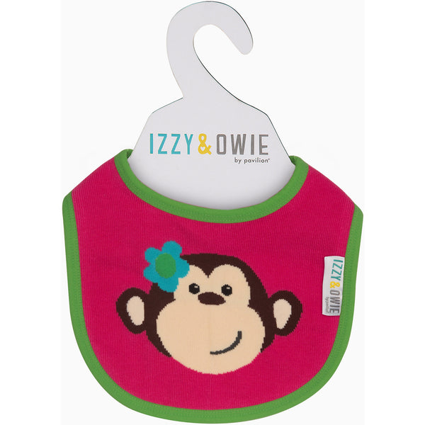 Pavilion Gift Company Pink And Green Monkey Baby Bib