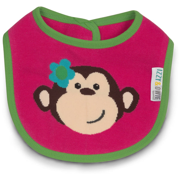 pavilion gift company Pink and Green Monkey Baby Bib