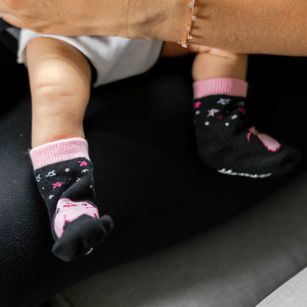 Pavilion Gift Company Pink Cupcake Monster 0-12 Month Non-slip Baby Socks