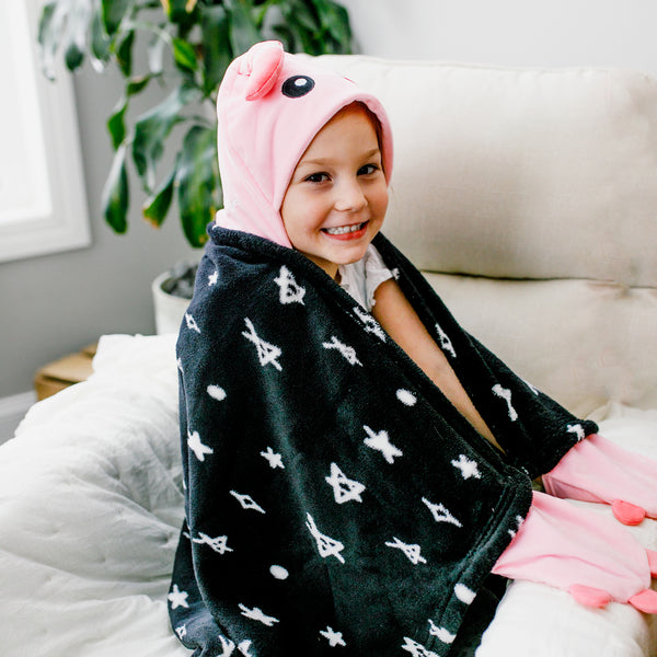 Pavilion Gift Company Pink Cupcake Monster 30" X 40" Coral Fleece Hooded Blanket