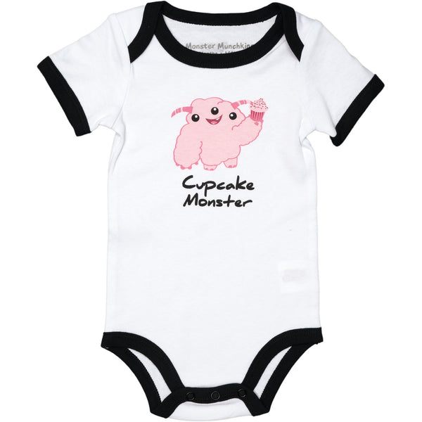 pavilion gift company Pink Cupcake Monster 6-12 Months Bodysuit