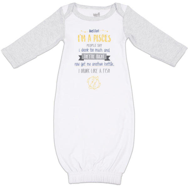 pavilion gift company Pisces 0-3 Months Gown with Mitten Cuffs