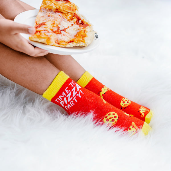 Pavilion Gift Company Pizza S/M Youth Cotton Blend Crew Socks