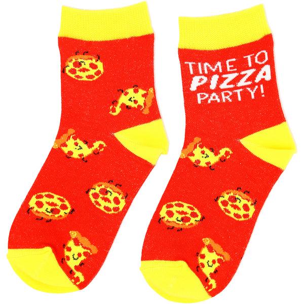 pavilion gift company Pizza S/M Youth Cotton Blend Crew Socks