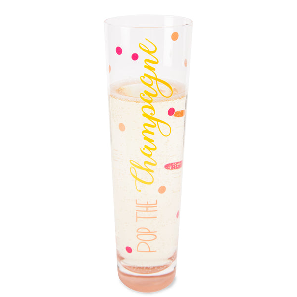 pavilion gift company Pop the Champagne 8 oz Stemless Champagne Flute
