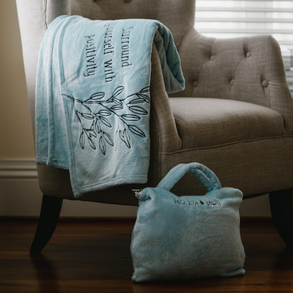Pavilion Gift Company Positivity 50" X 60" Travel Blanket With Carry Case