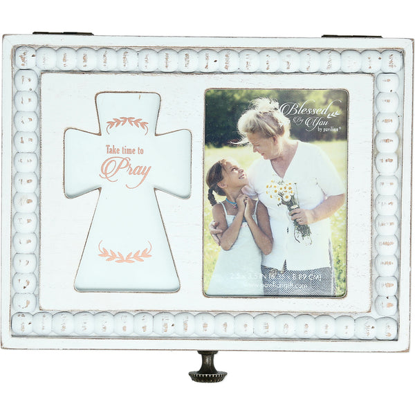 pavilion gift company Pray 6.5" x 5" Prayer Box with Photo Frame (Holds 2.25" x 3.25" Photo)