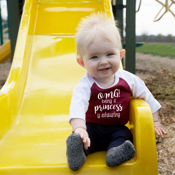 Pavilion Gift Company Princess 6-12 Months 3/4 Length Sleeve Maroon Onesie