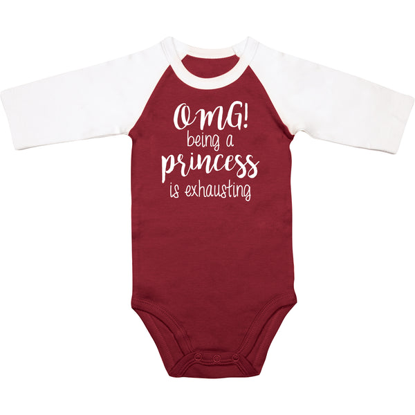 pavilion gift company Princess 6-12 Months 3/4 Length Sleeve Maroon Onesie