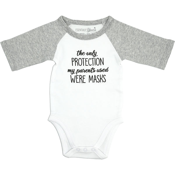 pavilion gift company Protection 0-6 Months Bodysuit 3/4 Length Heathered Gray Sleeve