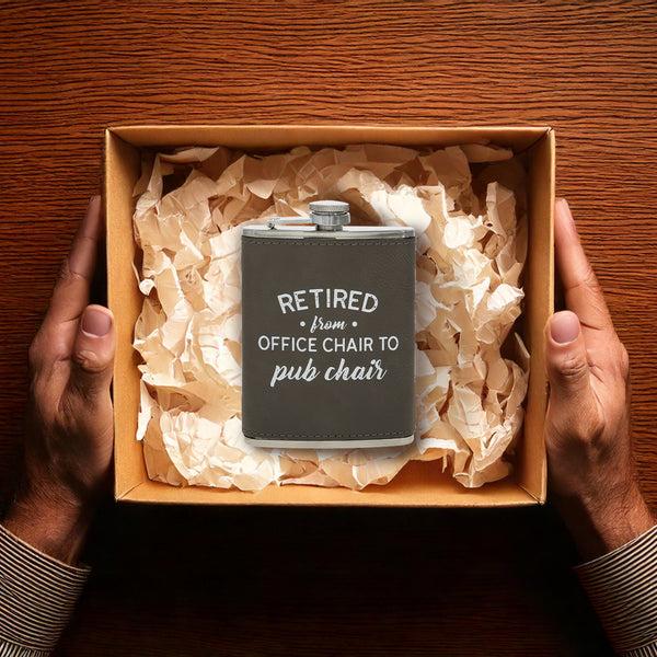 Pavilion Gift Company Pub Chair PU Leather & Stainless Steel 8 Oz Flask