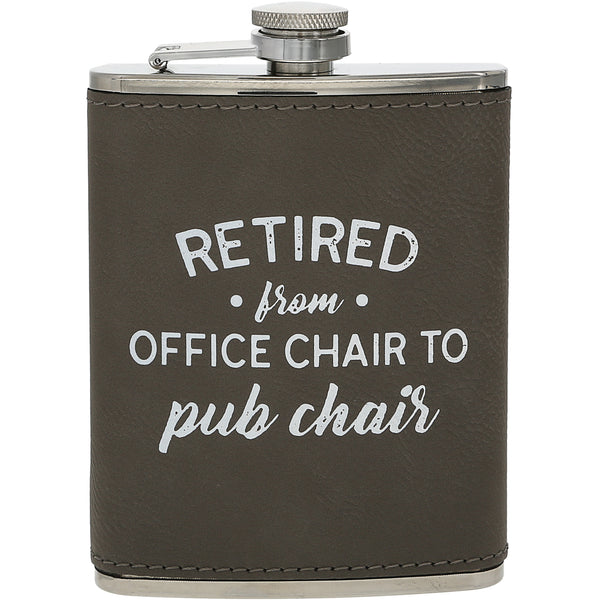 pavilion gift company Pub Chair PU Leather & Stainless Steel 8 oz Flask