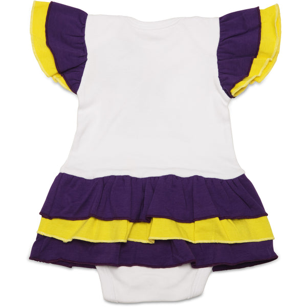 Pavilion Gift Company Purple & Gold #1 Fan Onesie Dress 0-6 Months