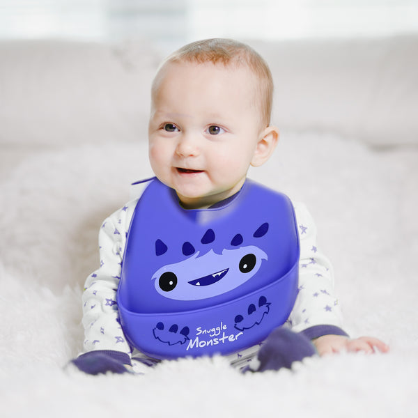 Pavilion Gift Company Purple Snuggle Monster 12" Silicone Catch All Bib