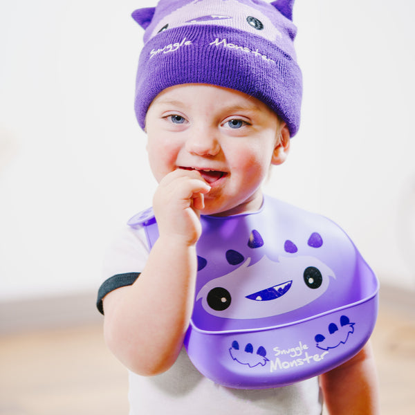 Pavilion Gift Company Purple Snuggle Monster 12" Silicone Catch All Bib