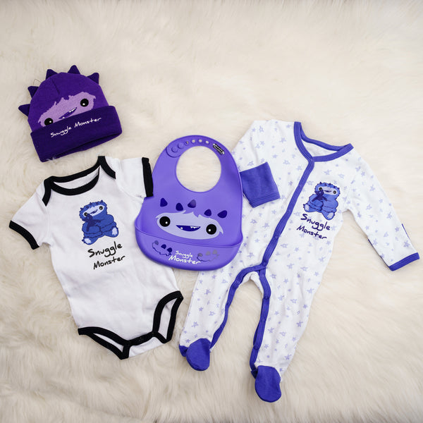 Pavilion Gift Company Purple Snuggle Monster 12" Silicone Catch All Bib
