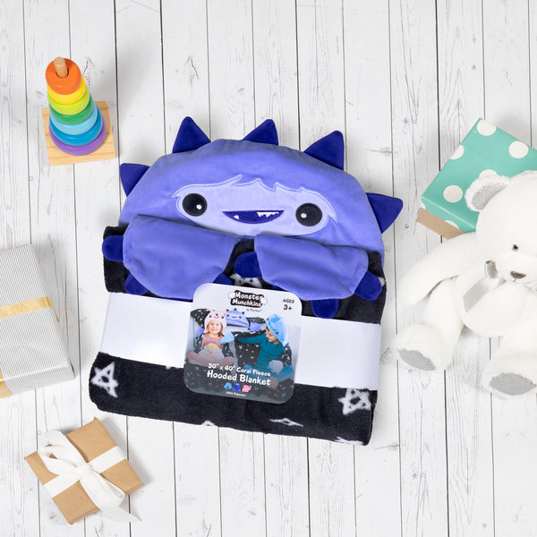 Pavilion Gift Company Purple Snuggle Monster 30" X 40" Coral Fleece Hooded Blanket