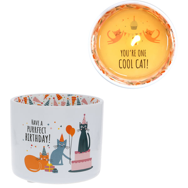pavilion gift company Purrfect Birthday 8 oz 100% Soy Wax Reveal Single Wick Candle Scent: Tranquility