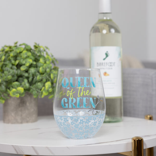 Pavilion Gift Company Queen Of The Green 18 Oz Stemless Wine Glass