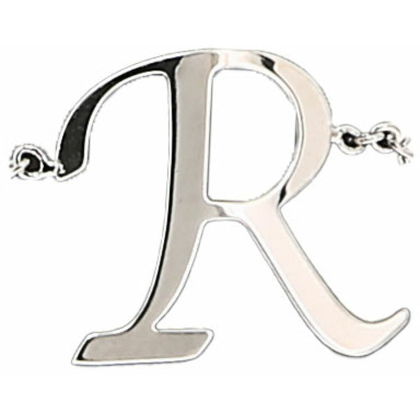pavilion gift company R Adjustable Rhodium Plated Monogram Ring