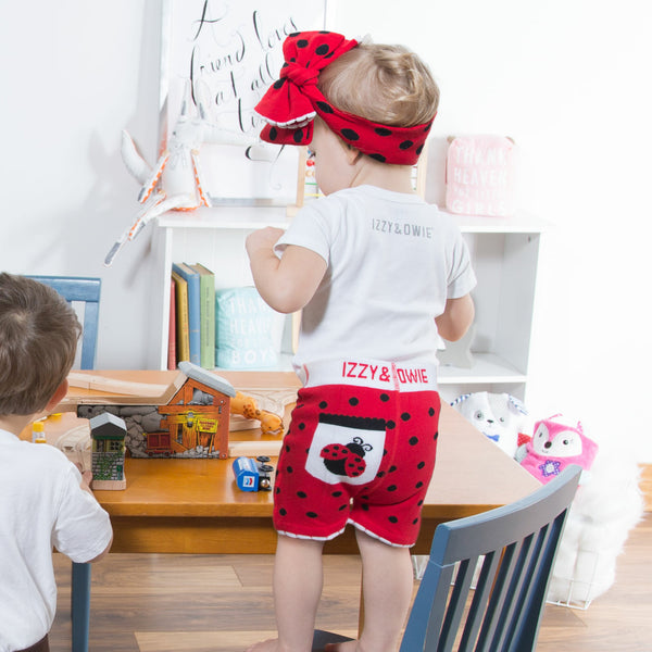 Pavilion Gift Company Red And Black Ladybug 6-12 Months Baby Shorts