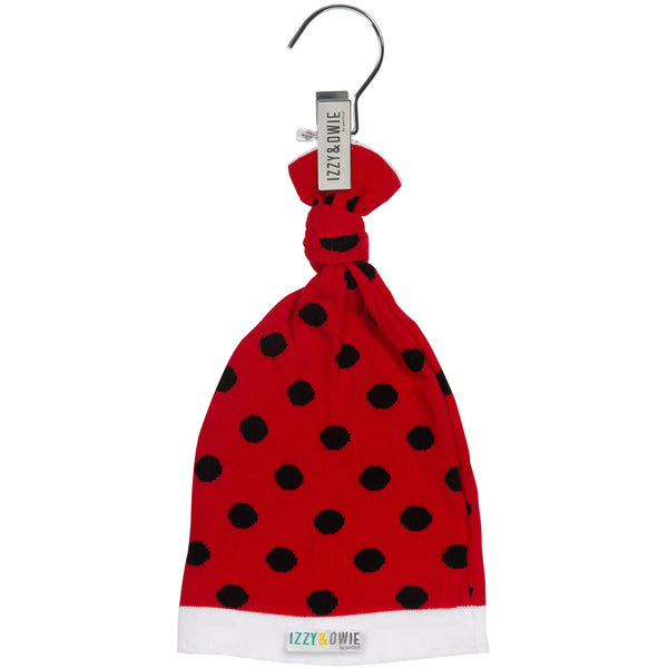 Pavilion Gift Company Red And Black Polka Dot One Size Fits All Baby Hat