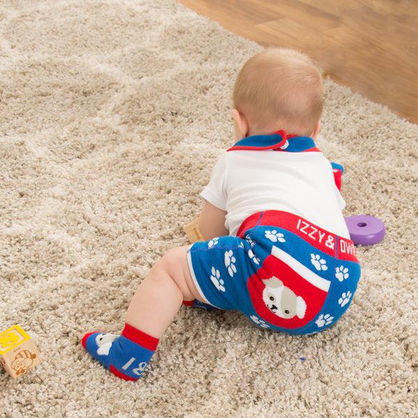 Pavilion Gift Company Red And Blue Puppy 6-12 Months Baby Shorts