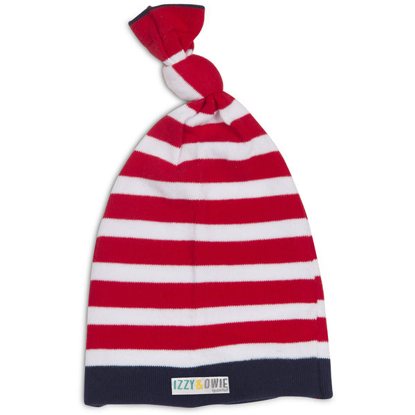 pavilion gift company Red and Navy Stripe One Size Fits All Baby Hat