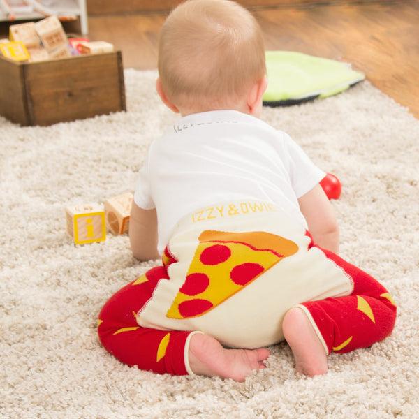 Pavilion Gift Company Red And Orange Pizza 12-24 Months Baby Leggings