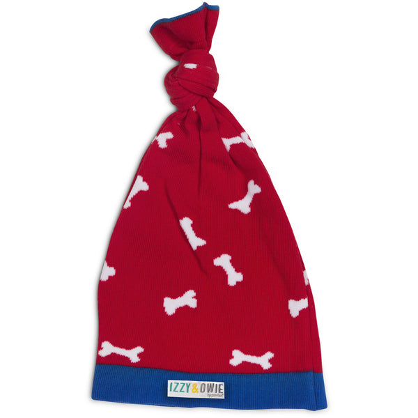 pavilion gift company Red and White Bones One Size Fits All Baby Hat
