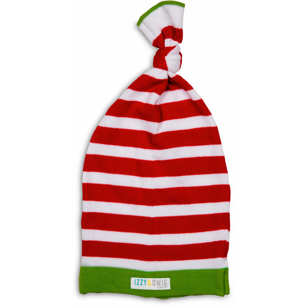 pavilion gift company Red and White Stripe 0-12 Month Baby Hat