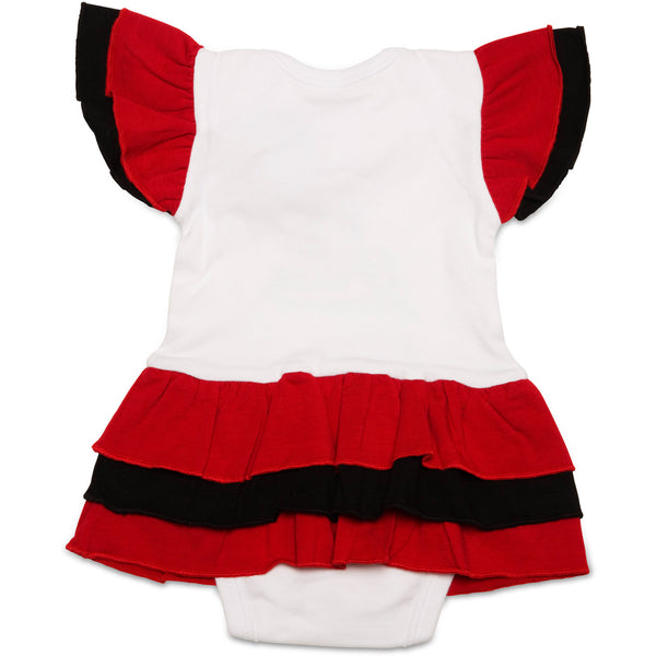 Pavilion Gift Company Red & Black #1 Fan Onesie Dress 0-6 Months