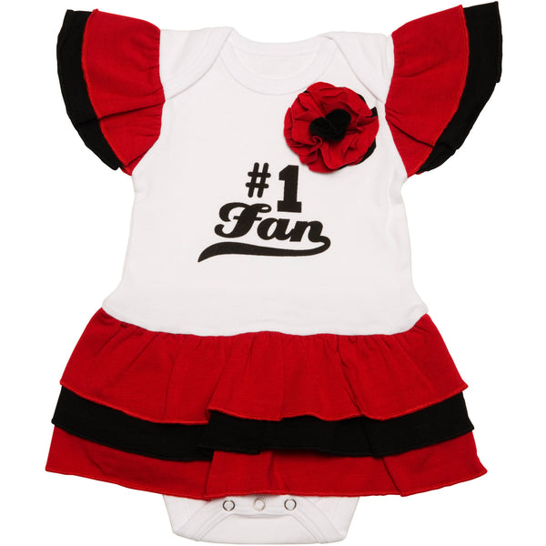 pavilion gift company Red & Black #1 Fan Onesie Dress 0-6 Months