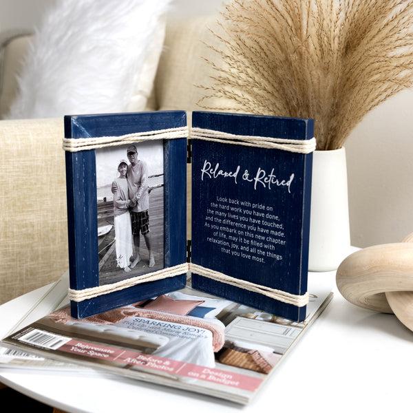 Pavilion Gift Company Relaxed & Retired 5.5" X 7.5" Hinged Sentiment Frame (Holds 4" X 6" Photo)