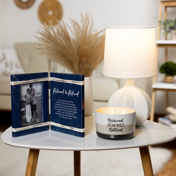 Pavilion Gift Company Relaxed & Retired 5.5" X 7.5" Hinged Sentiment Frame (Holds 4" X 6" Photo)