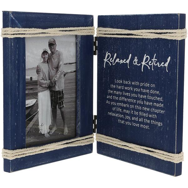 pavilion gift company Relaxed & Retired 5.5" x 7.5" Hinged Sentiment Frame (Holds 4" x 6" Photo)