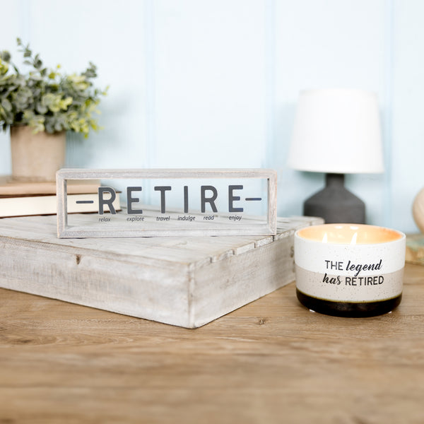 Pavilion Gift Company Retire 10" X 3" Wood Framed Glass Plaque