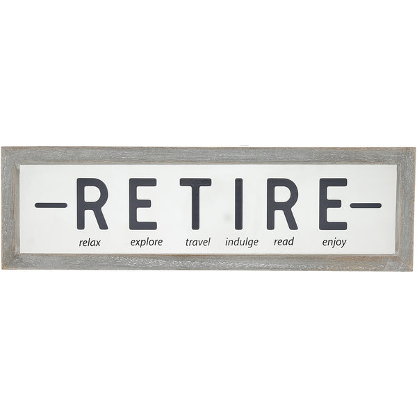 pavilion gift company Retire 10" x 3" Wood Framed Glass Plaque