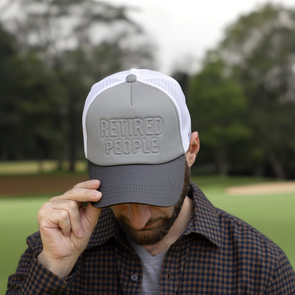 Pavilion Gift Company Retired People Adjustable Light Gray Neoprene Mesh Hat