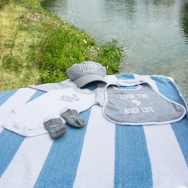 Pavilion Gift Company River Baby 12-24 Months 3/4 Length Heather Gray Sleeve Onesie