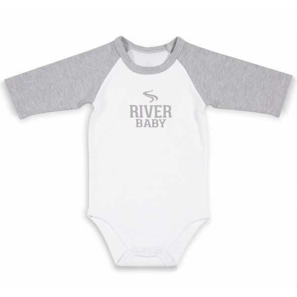 pavilion gift company River Baby 12-24 Months 3/4 Length Heather Gray Sleeve Onesie