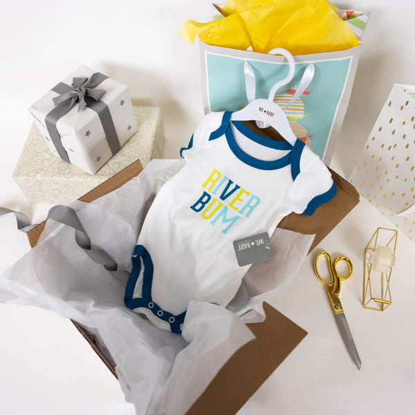 Pavilion Gift Company River Bum 6-12 Month Dark Teal Trimmed Bodysuit