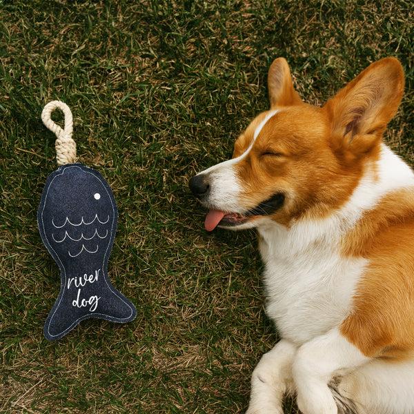 Pavilion Gift Company River Dog 14.5" Dog Toy On Rope